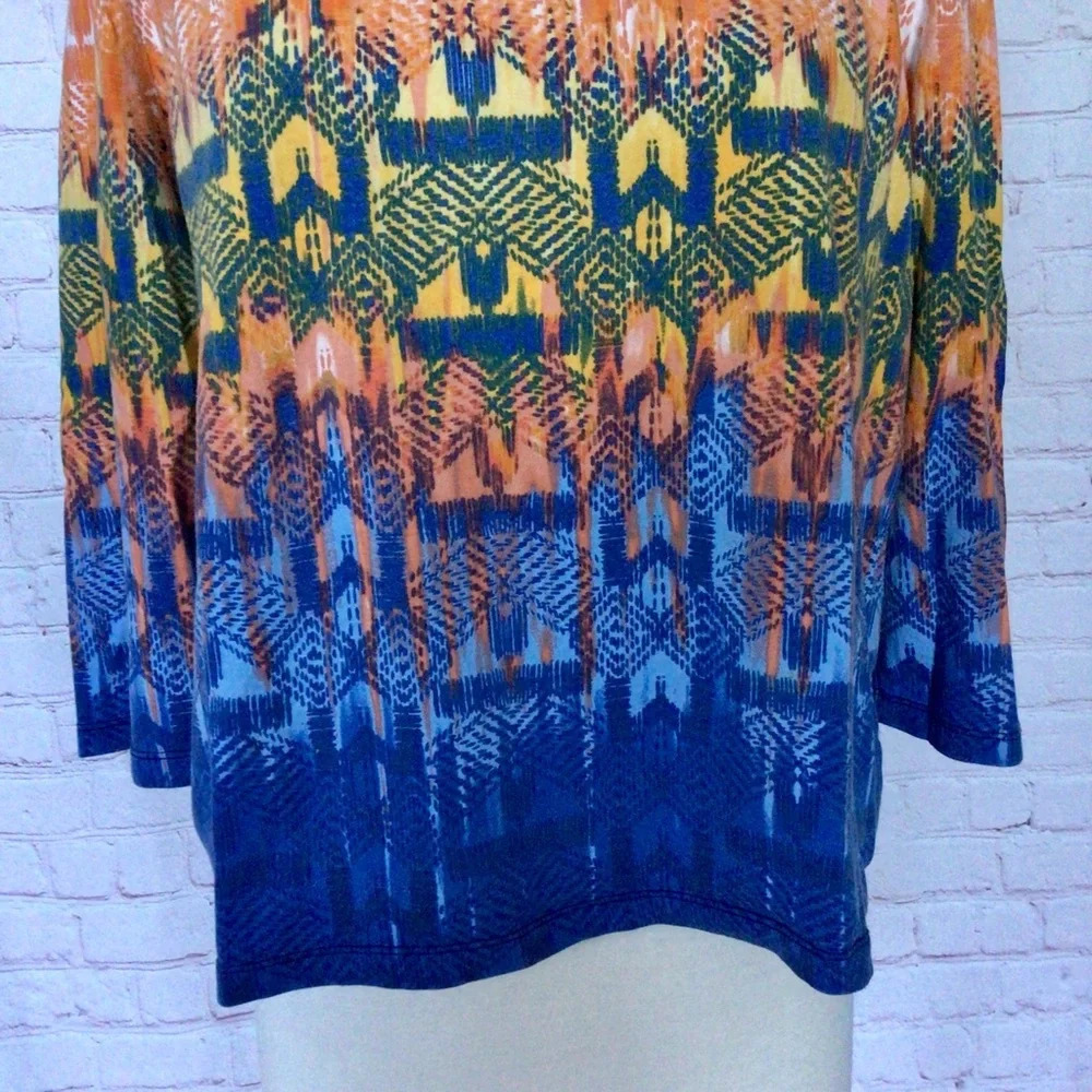 Ruby Rd. Petite Beaded Colorful 3/4 Length Sleeve Top - Size PXL - Picture 3 of 7
